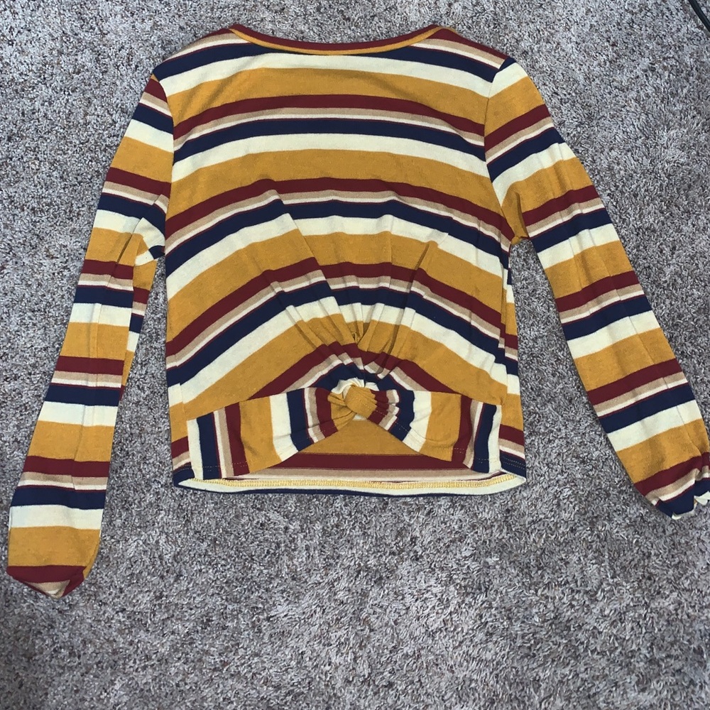 Knot Cropped Striped Sweater